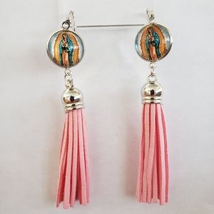 Virgen de Guadalupe Earrings. Tassels. Religious
